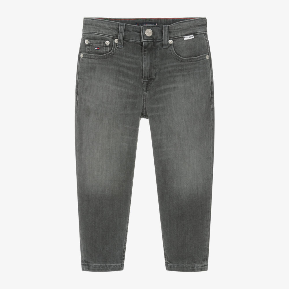 Tommy Hilfiger-Boys Washed Grey Straight Jeans | Childrensalon Outlet