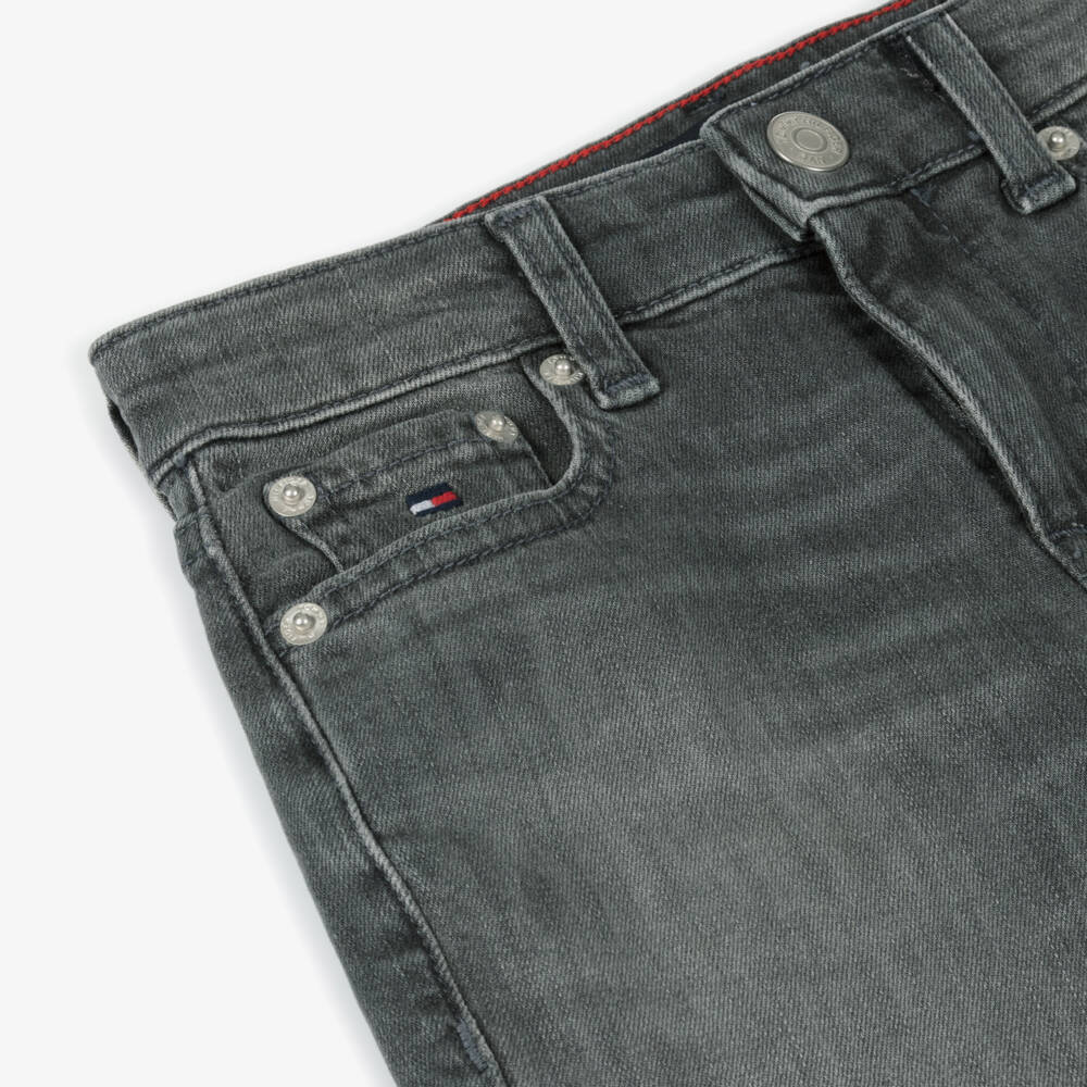 Tommy Hilfiger-Boys Washed Grey Straight Jeans | Childrensalon Outlet