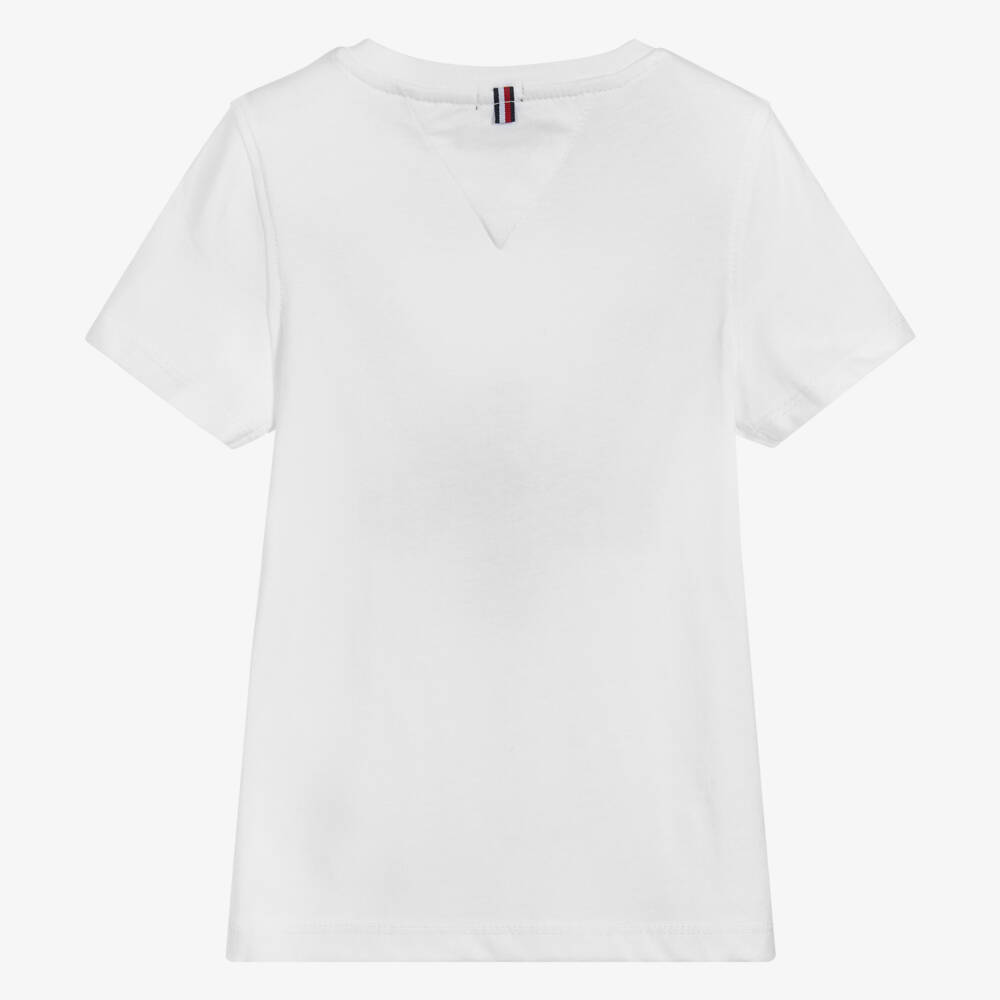 Tommy Hilfiger-Boys White Cotton Flag Logo T-Shirt | Childrensalon Outlet