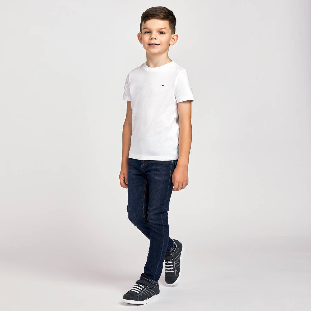 Tommy Hilfiger-Boys White Cotton Flag Logo T-Shirt | Childrensalon Outlet