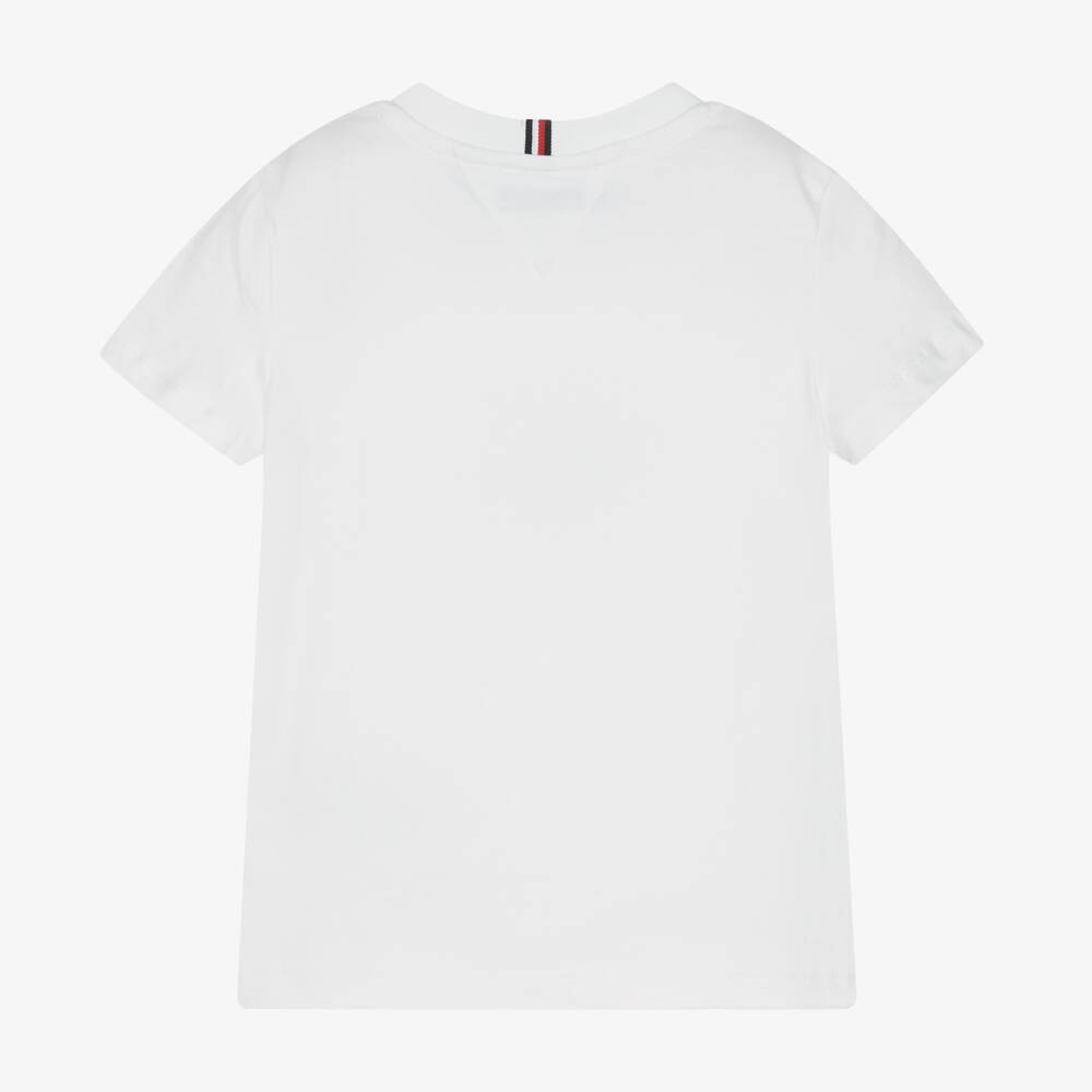 Tommy Hilfiger-Boys White Cotton Flag Logo T-Shirt | Childrensalon Outlet