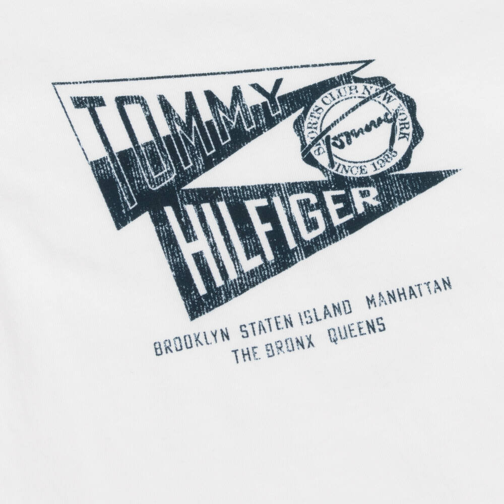 Tommy Hilfiger-Boys White Cotton Flag Logo T-Shirt | Childrensalon Outlet