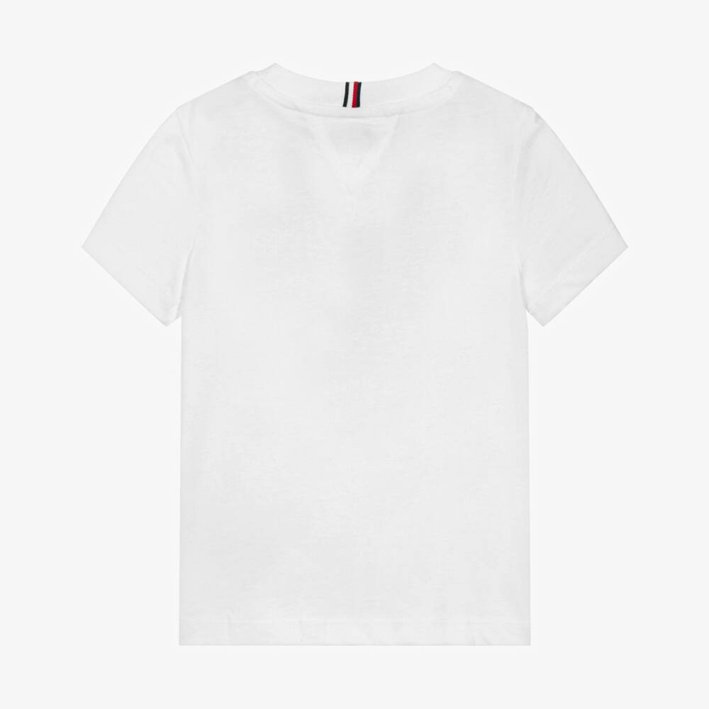Tommy Hilfiger-Boys White Cotton Flag Logo T-Shirt | Childrensalon Outlet