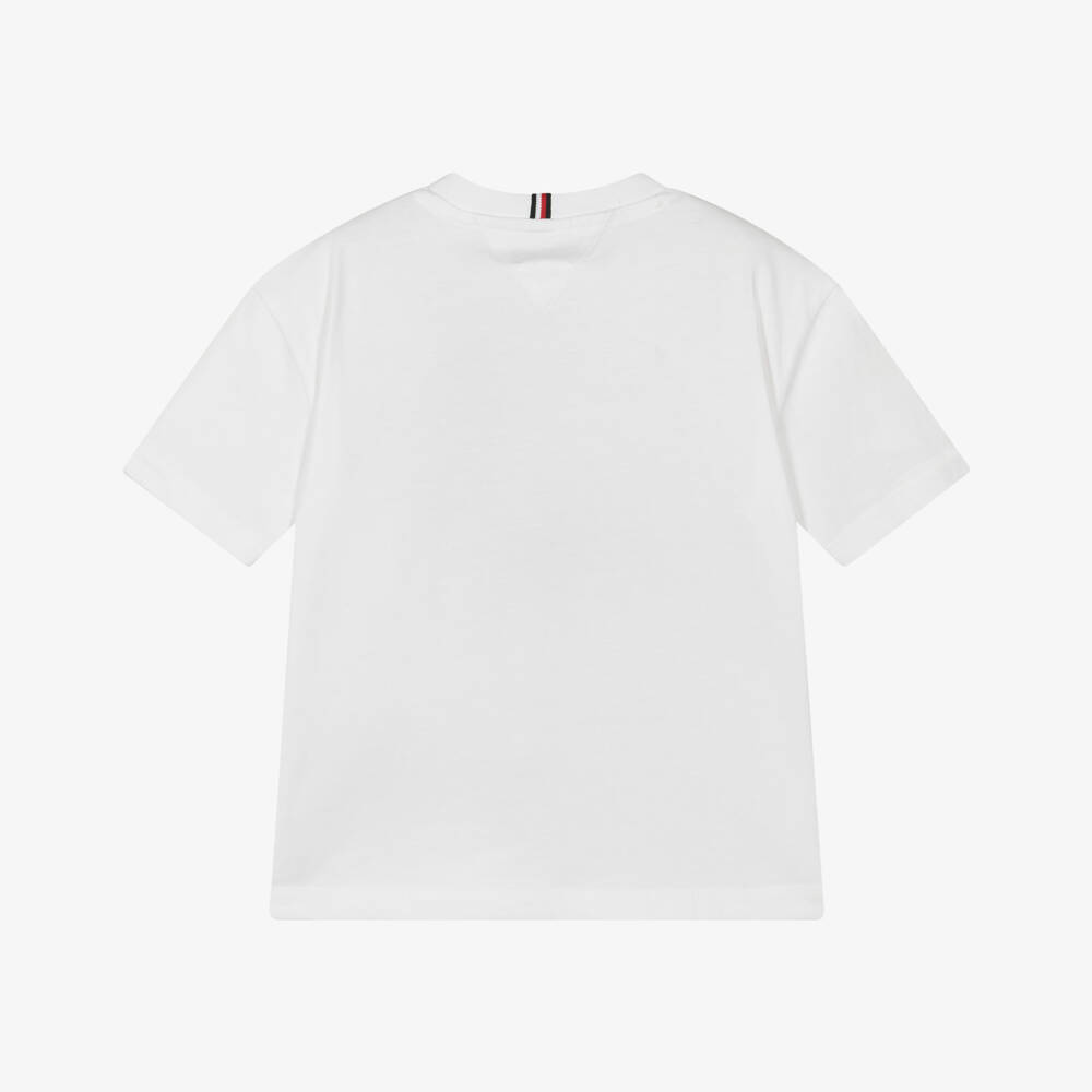 Tommy Hilfiger-Boys White Cotton Flag Logo T-Shirt | Childrensalon Outlet