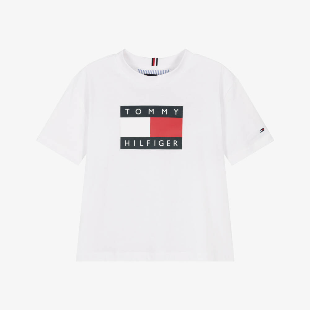Tommy Hilfiger-Белая футболка Flag для мальчиков | Childrensalon Outlet