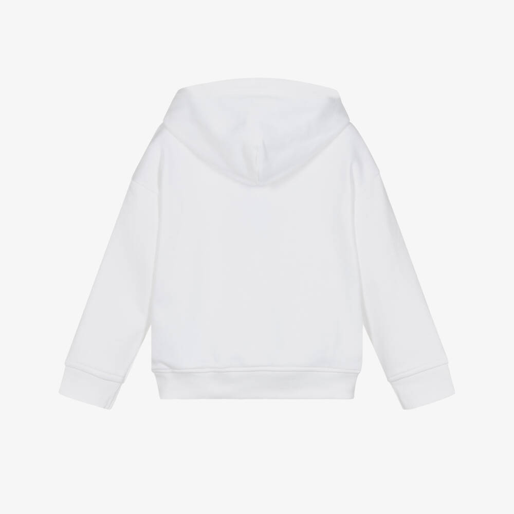 Tommy Hilfiger-Boys White Cotton Hoodie with Paint Effect Flag Logo | Childrensalon Outlet