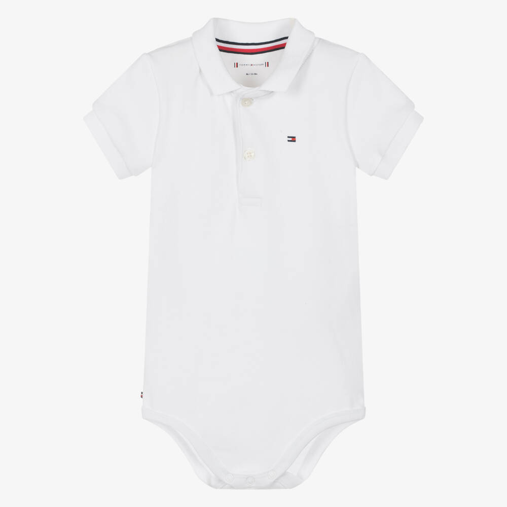 Tommy Hilfiger-Белый хлопковый боди рубашка поло для мальчиков | Childrensalon Outlet