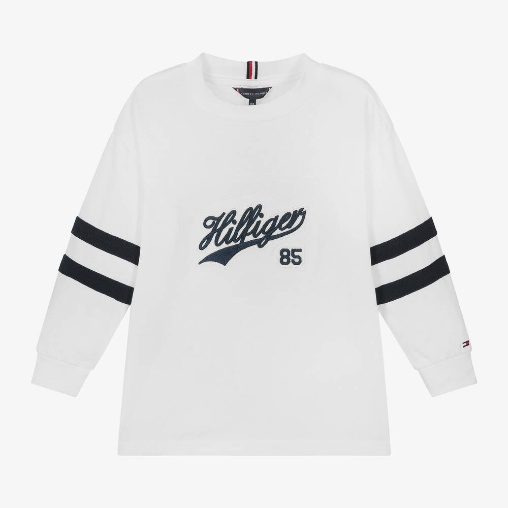 Tommy Hilfiger-Boys White Cotton Top | Childrensalon Outlet