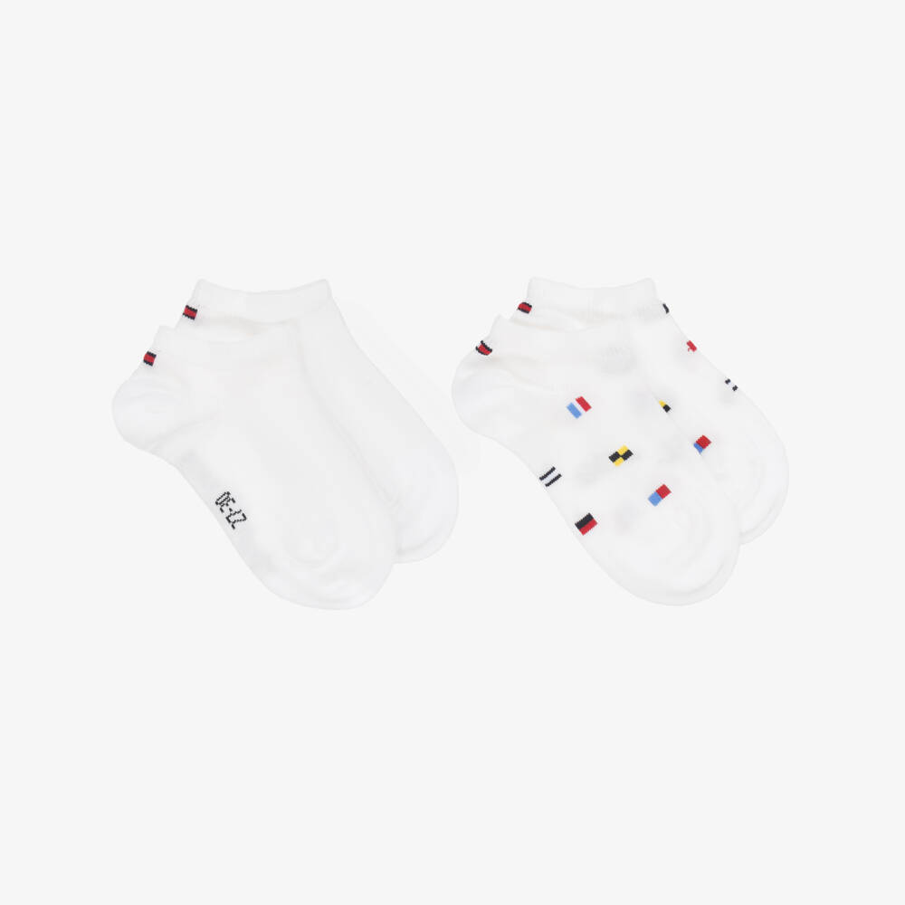Tommy Hilfiger-Boys White Cotton Trainer Socks (2 Pack) | Childrensalon Outlet