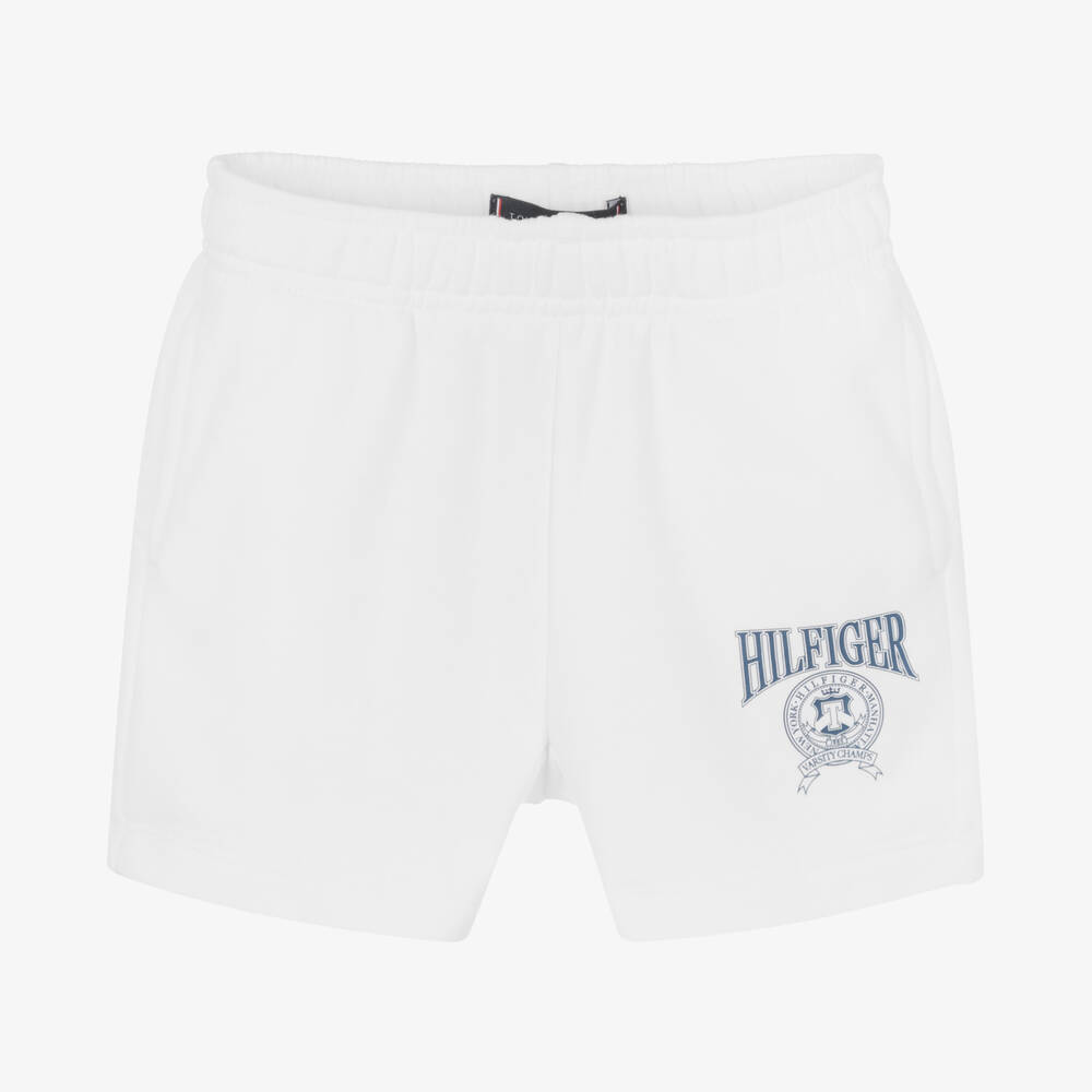 Tommy Hilfiger - College-Baumwoll-Joggingshorts weiß | Childrensalon