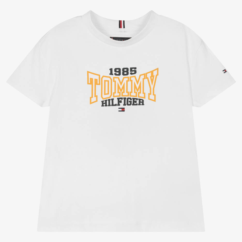 Tommy Hilfiger Boys White Cotton Varsity T Shirt Childrensalon