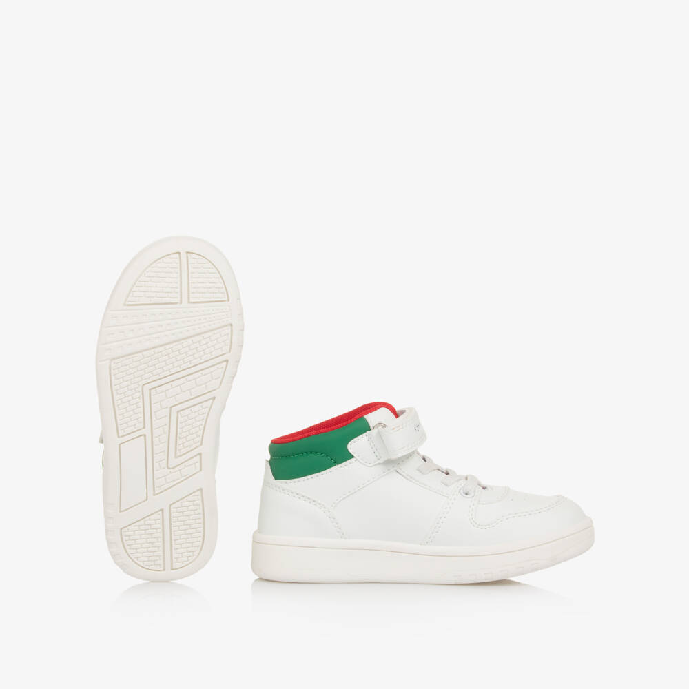 Tommy Hilfiger-Boys White Faux Leather Colourblock High-Top Trainers | Childrensalon Outlet