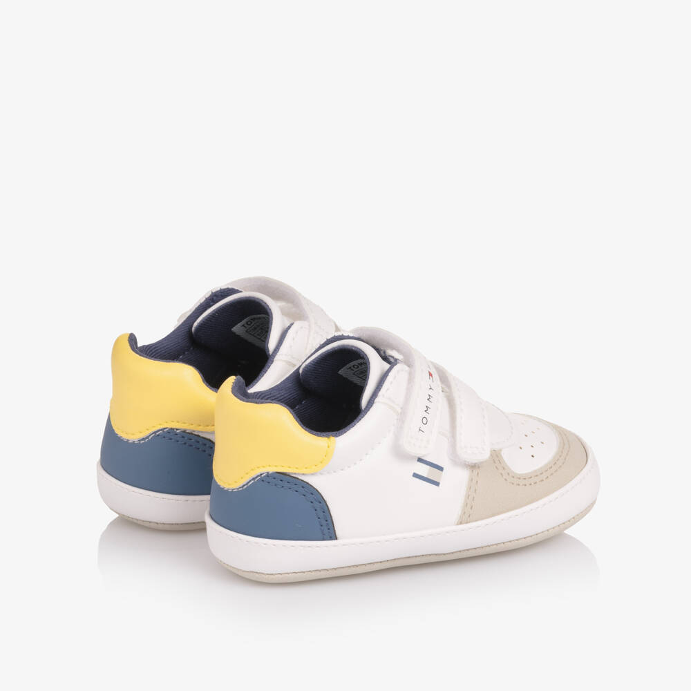 Tommy Hilfiger-Boys White Faux Leather Pre-Walker Trainers | Childrensalon Outlet