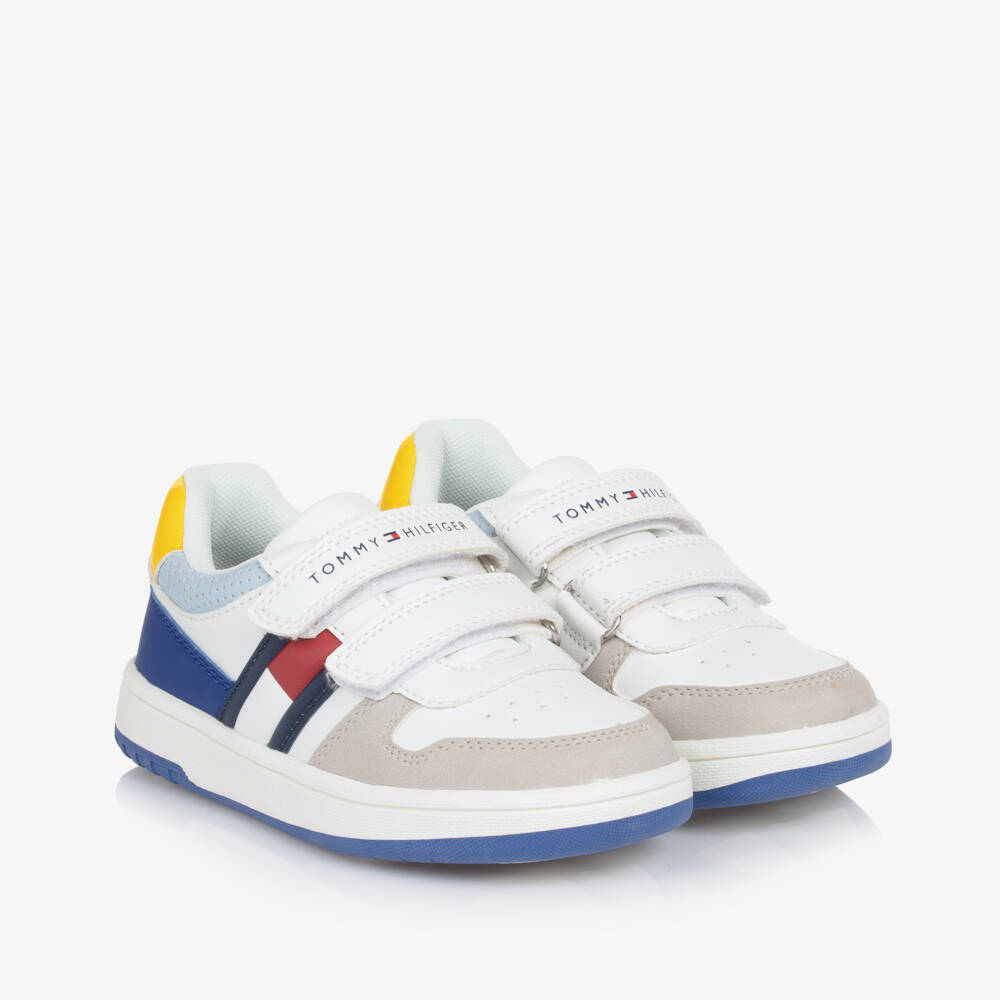 Tommy Hilfiger-Boys White Faux Leather Sneakers | Childrensalon Outlet
