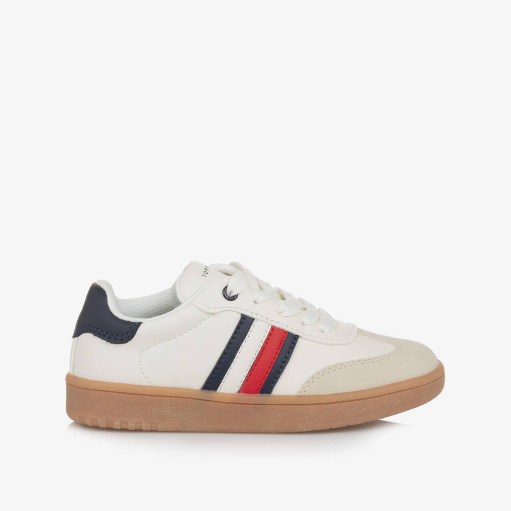 Tommy Hilfiger-حذاء رياضي أبيض من الجلد الصناعي للأولاد | Childrensalon Outlet
