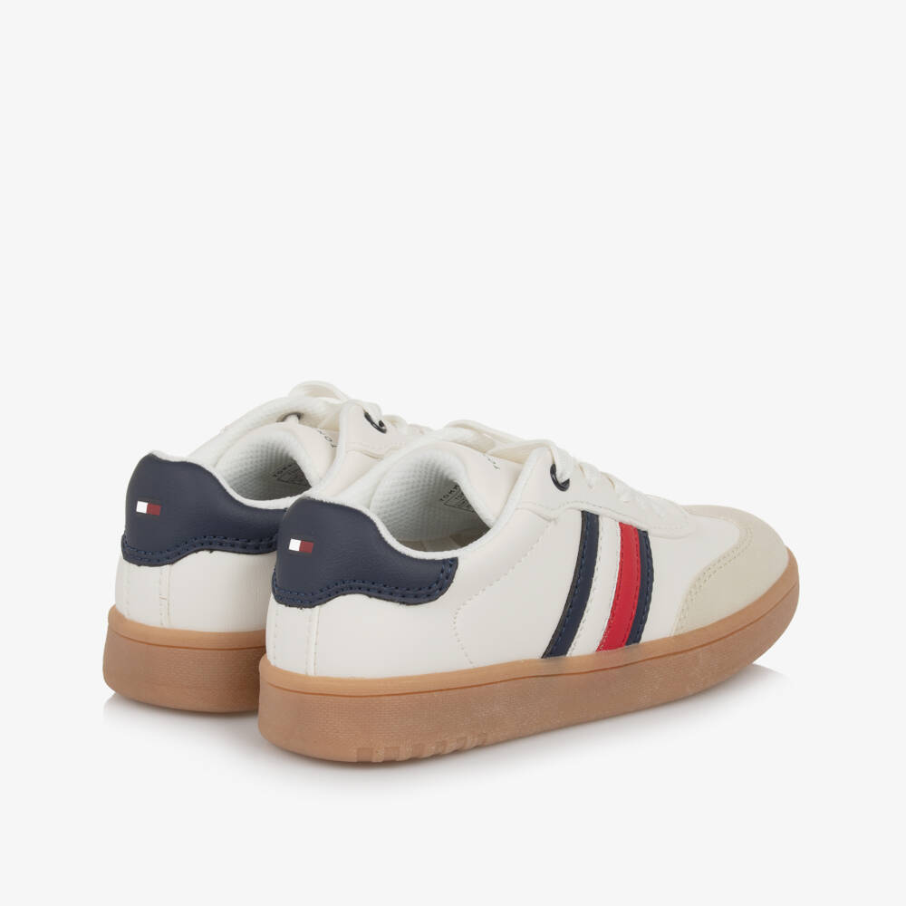 Tommy Hilfiger-حذاء رياضي أبيض من الجلد الصناعي للأولاد | Childrensalon Outlet