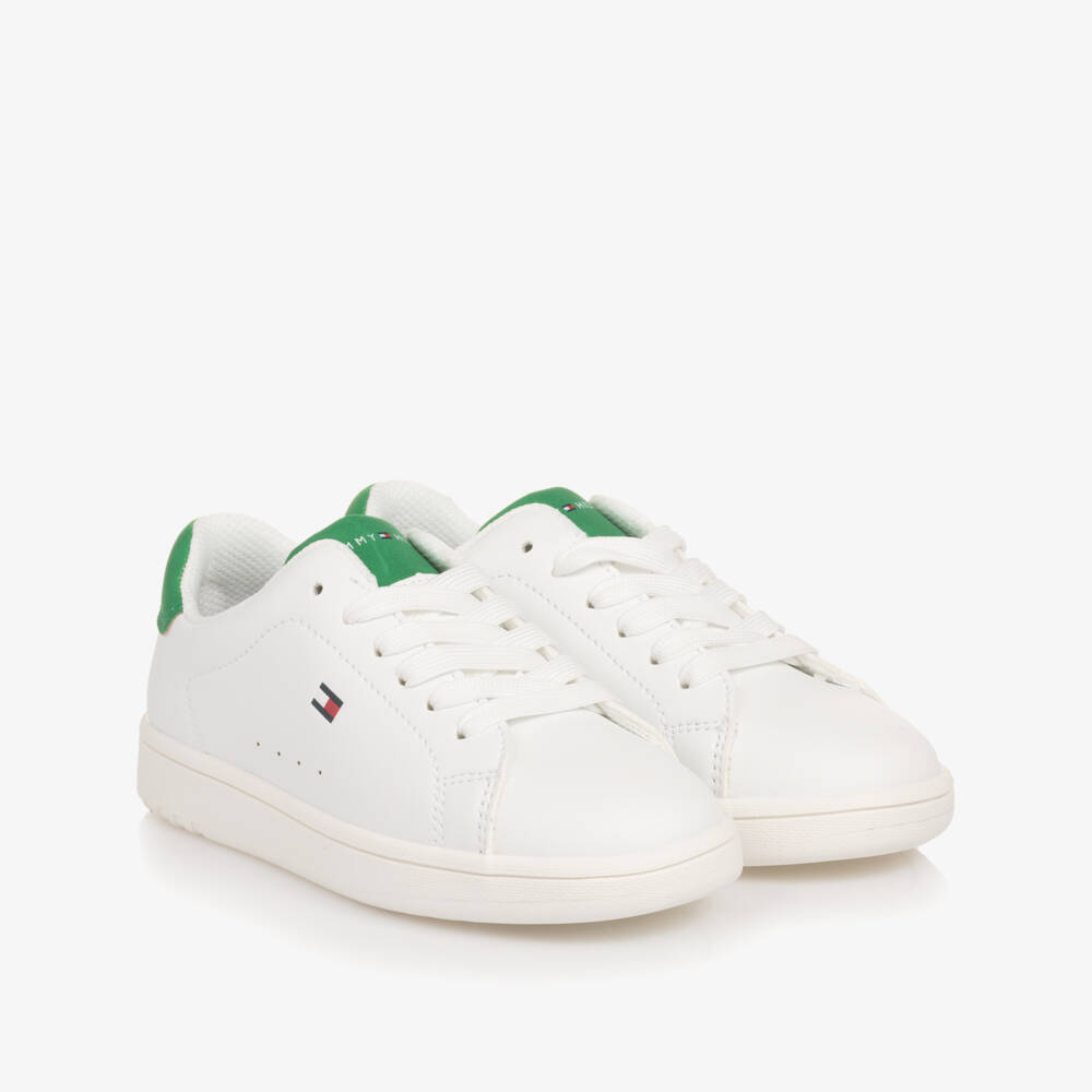 Tommy Hilfiger-Boys White & Green Athletic Sneakers | Childrensalon Outlet