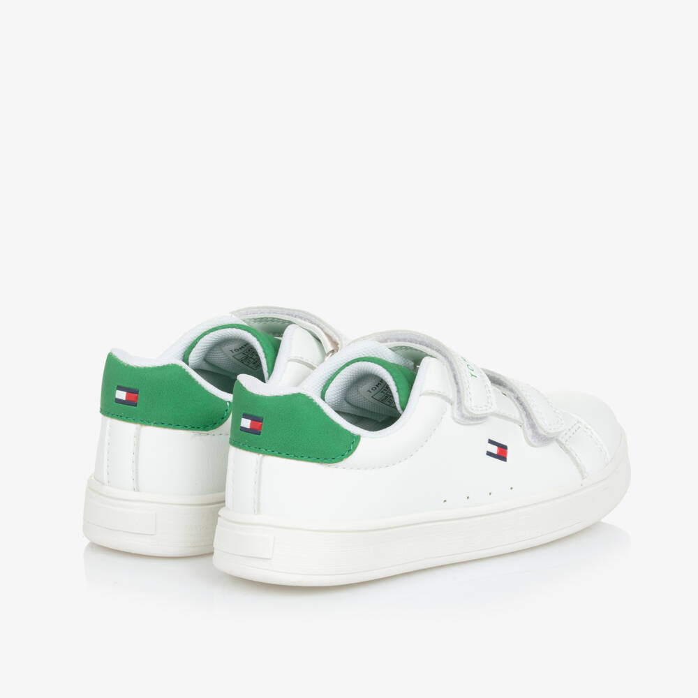 Tommy Hilfiger-Boys White & Green Easy-Fit Sneakers | Childrensalon Outlet