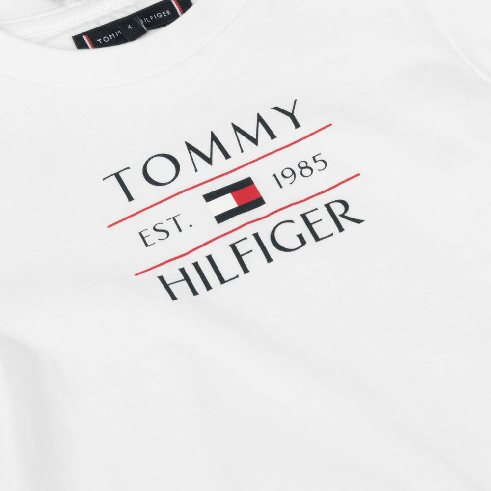 Tommy Hilfiger-Boys White Iconic Emblem Tee | Childrensalon Outlet