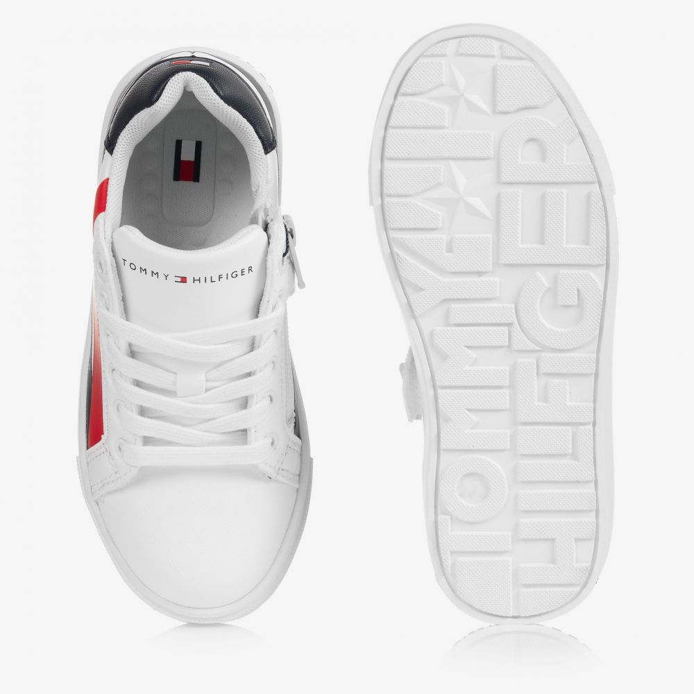 Tommy Hilfiger-Boys White Lace-Up Trainers | Childrensalon Outlet