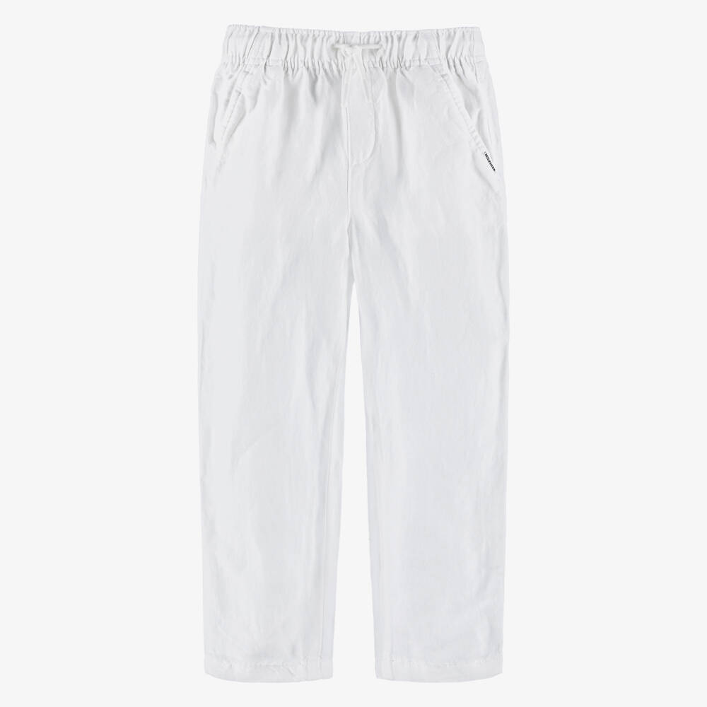Tommy Hilfiger-Брюки из льняной смеси белые для мальчиков | Childrensalon Outlet