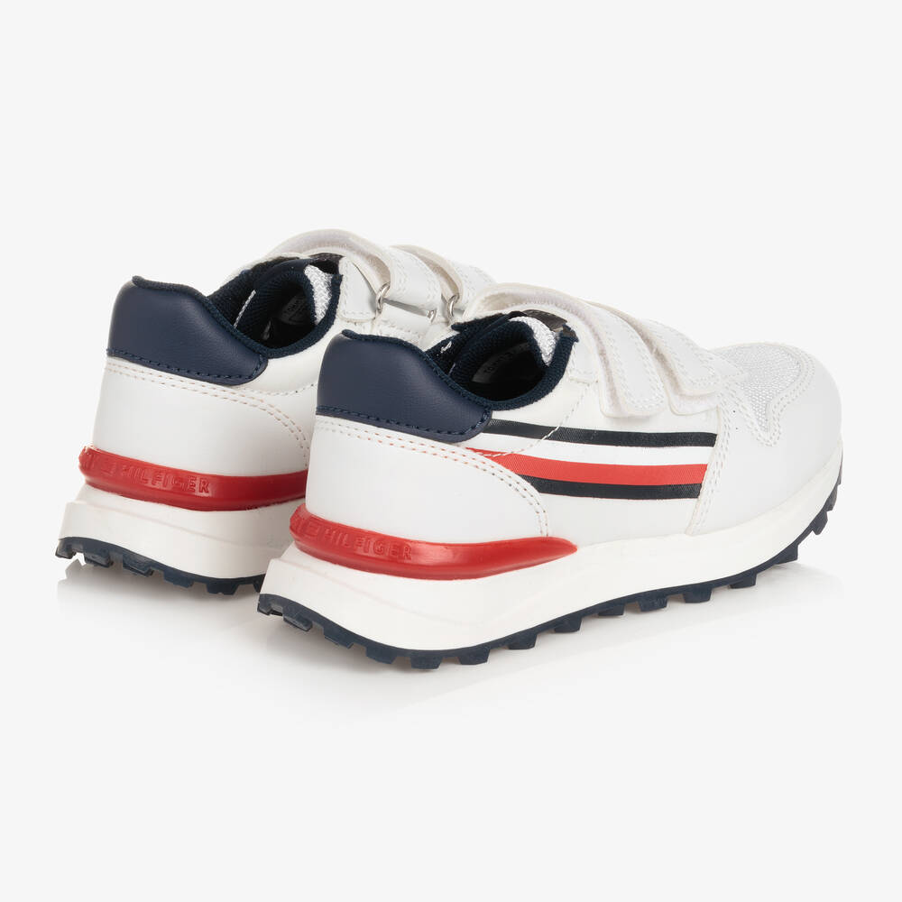 Tommy Hilfiger-Boys White Logo Striped Trainers | Childrensalon Outlet