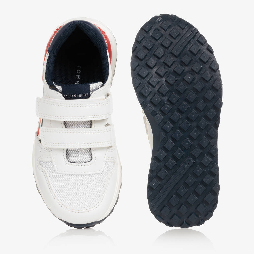 Tommy Hilfiger-Boys White Logo Striped Trainers | Childrensalon Outlet