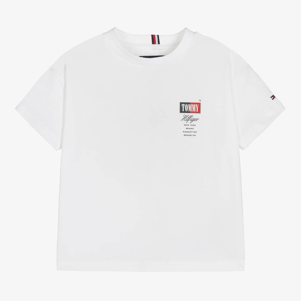 Tommy Hilfiger - Boys White Logo T-Shirt | Childrensalon