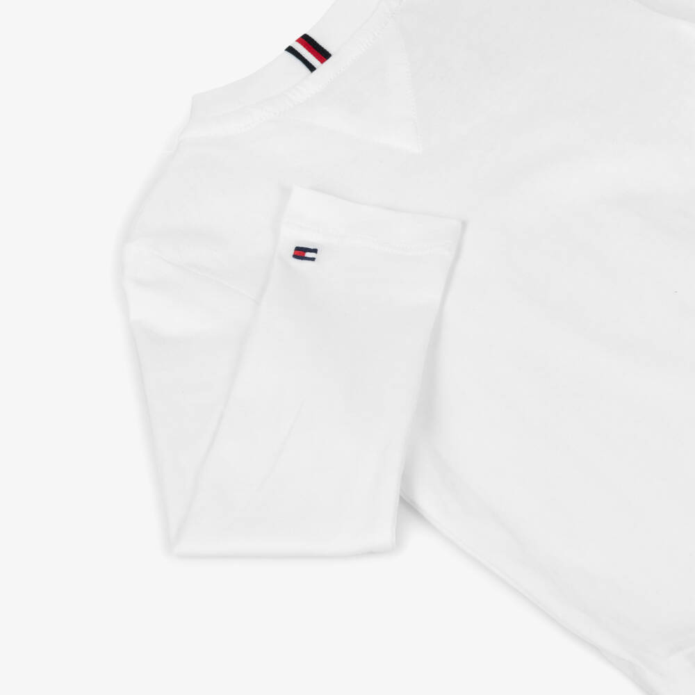 Tommy Hilfiger-Boys White Long Sleeved Cotton Top | Childrensalon Outlet