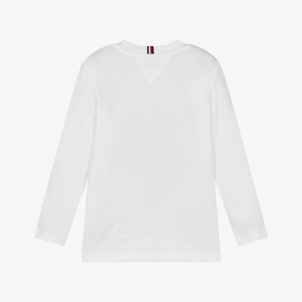 Tommy Hilfiger-Boys White Long Sleeved Cotton Top | Childrensalon Outlet