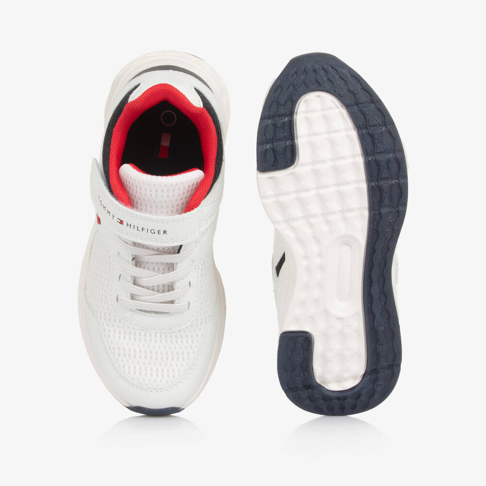 Tommy Hilfiger-Boys White Low-Top Mesh Trainers | Childrensalon Outlet