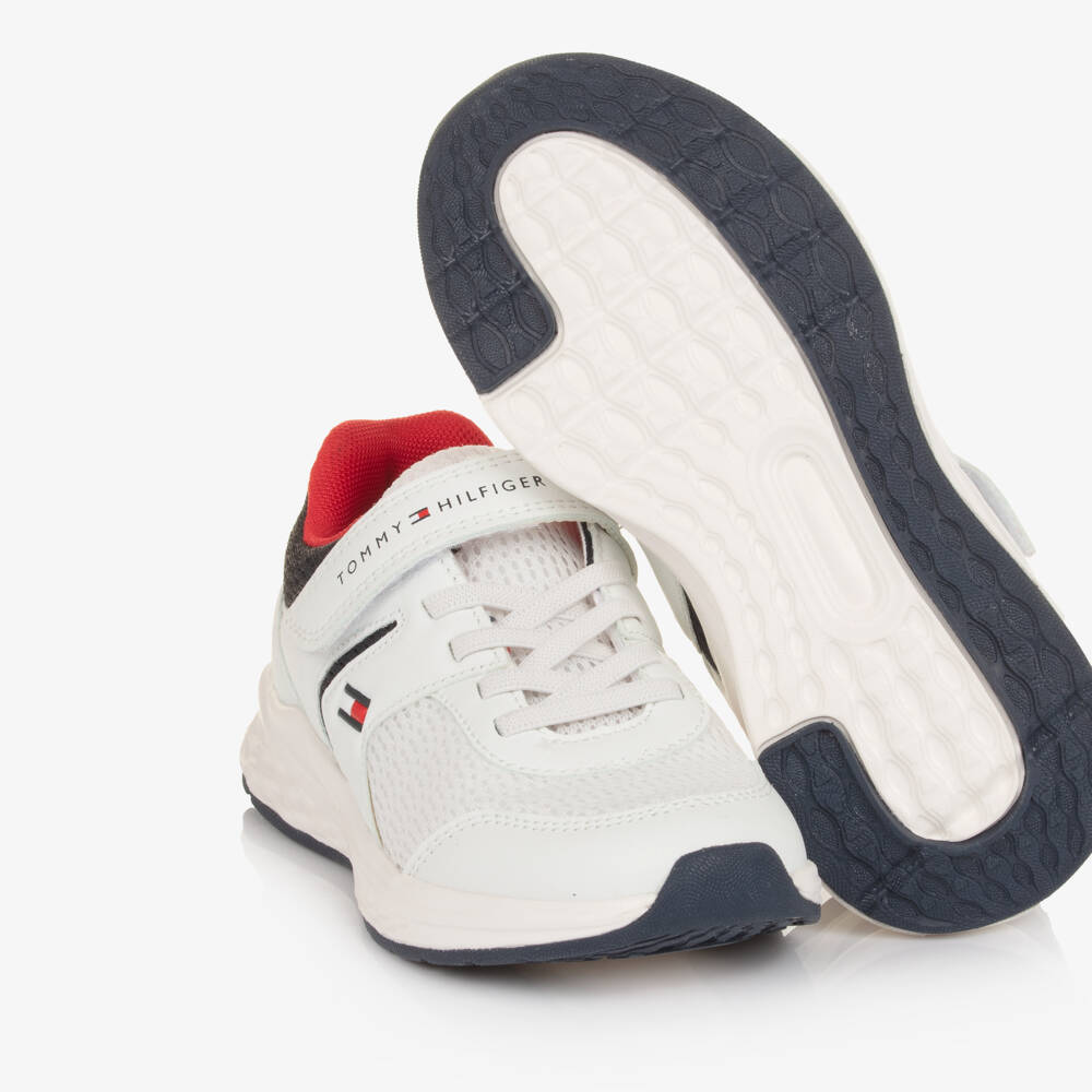 Tommy Hilfiger-Boys White Low-Top Mesh Trainers | Childrensalon Outlet