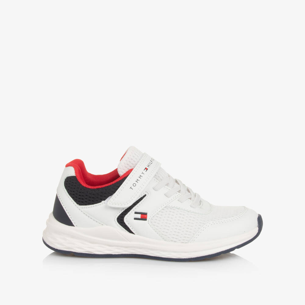 Tommy Hilfiger-Boys White Low-Top Mesh Trainers | Childrensalon Outlet