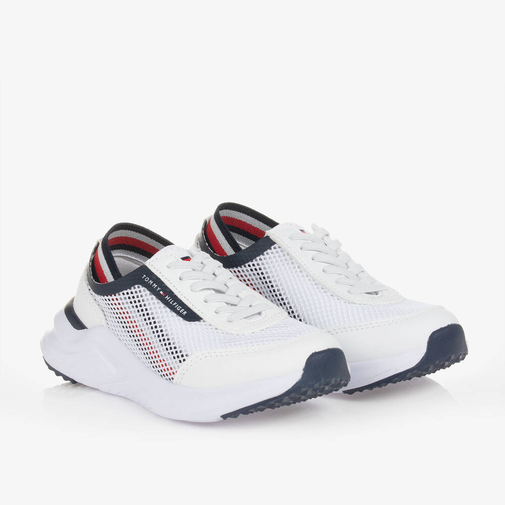 Tommy Hilfiger-Boys White Mesh Slip-On Trainers | Childrensalon Outlet
