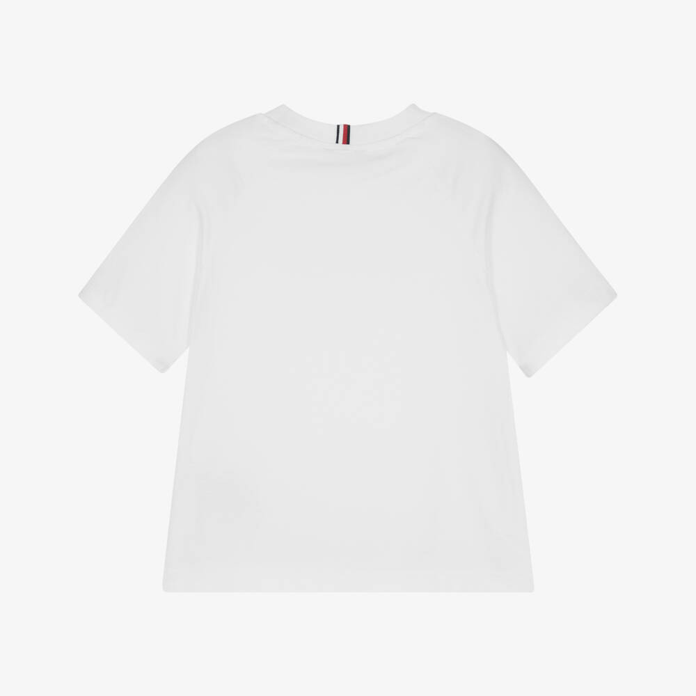 Tommy Hilfiger-Boys White Mixed Logo Raglan Sleeve Cotton T-Shirt | Childrensalon Outlet