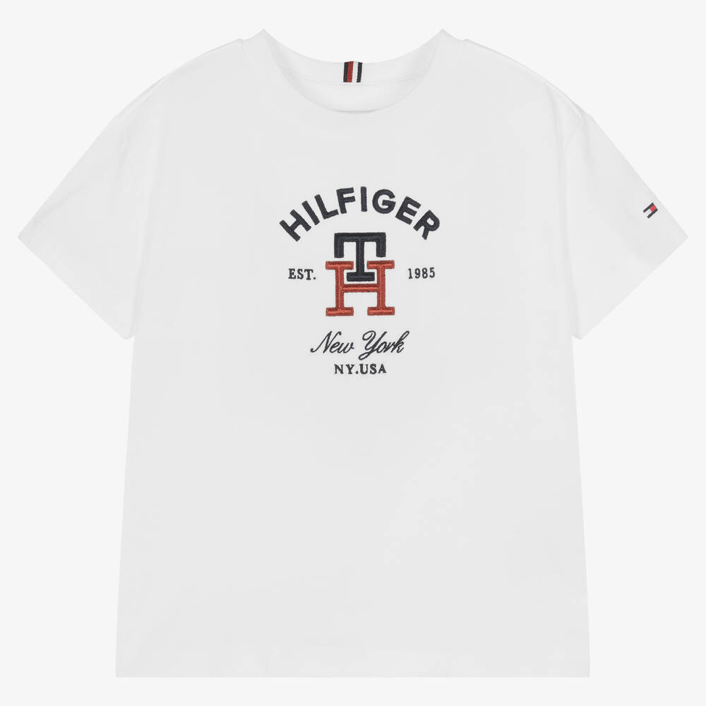 Tommy Hilfiger - Boys White Monogram Logo T-Shirt | Childrensalon