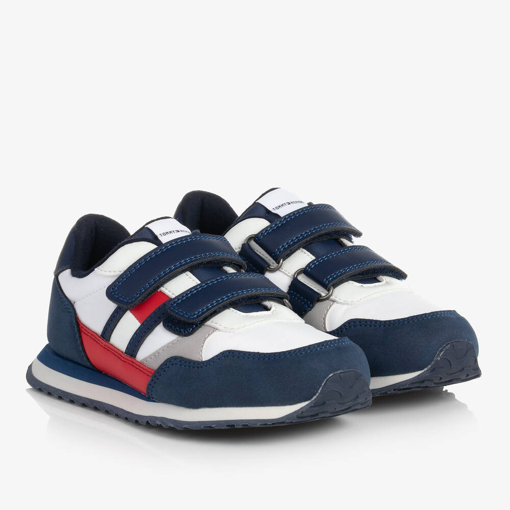 Tommy Hilfiger - Klett-Sneakers in Weiß und Navyblau | Childrensalon