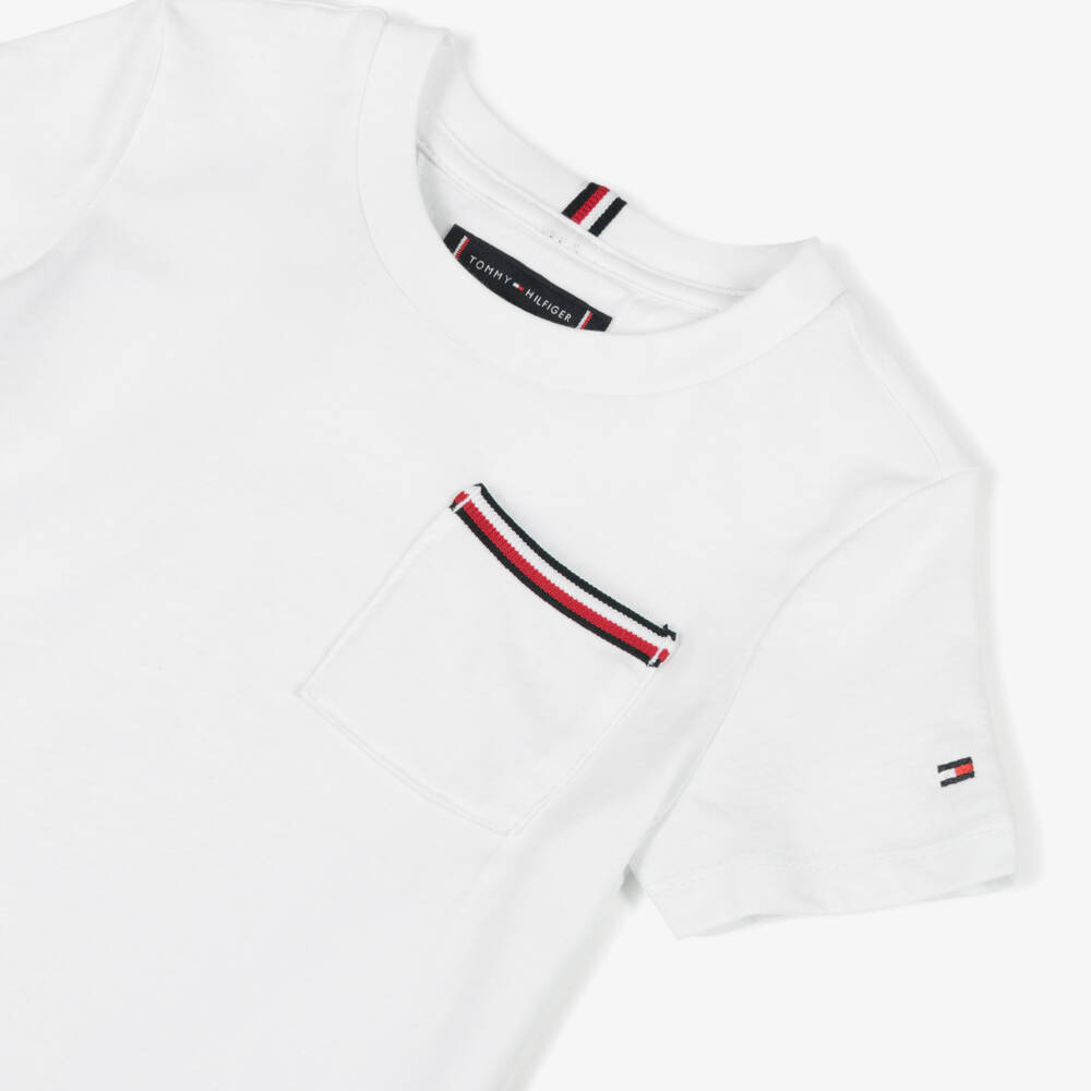 Tommy Hilfiger-Boys White Patch Pocket T-Shirt | Childrensalon Outlet