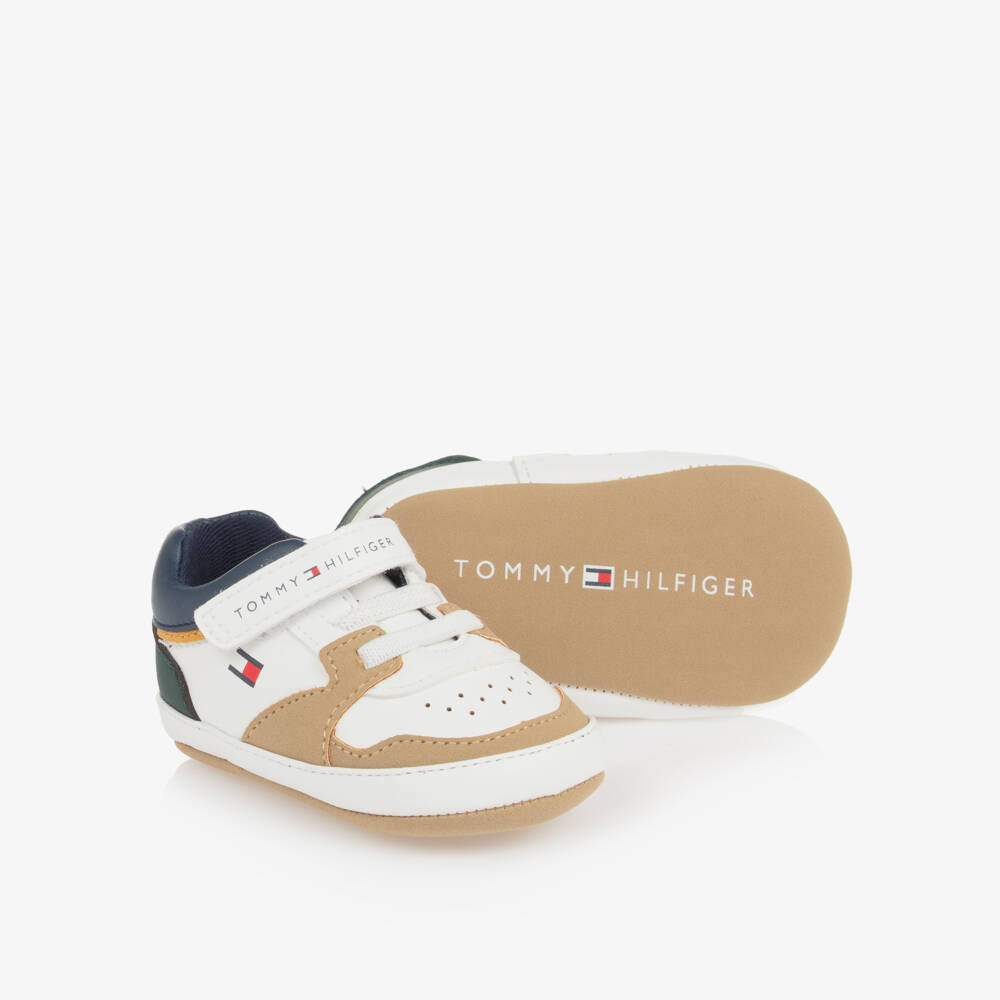 Tommy Hilfiger-Boys White Perforated Pre-Walkers | Childrensalon Outlet