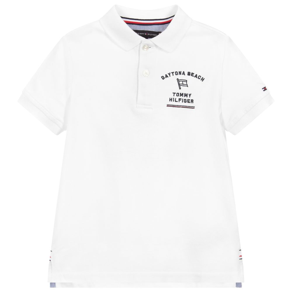 Tommy Hilfiger-Boys White Polo Shirt | Childrensalon Outlet