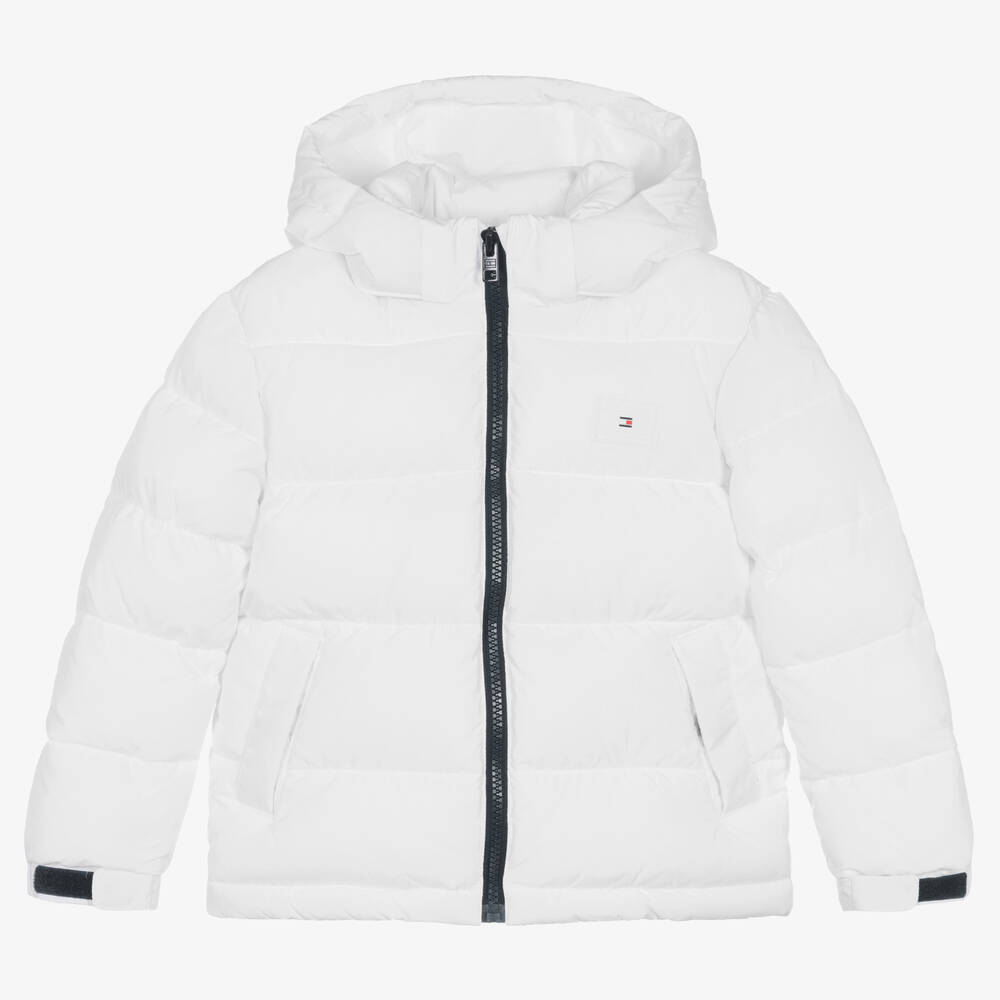 Tommy Hilfiger - Boys White Puffer Jacket | Childrensalon