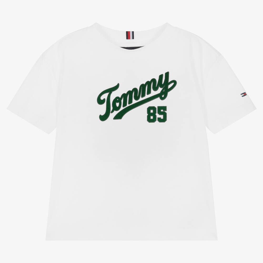Tommy Hilfiger - Boys White Varsity Logo T-Shirt | Childrensalon