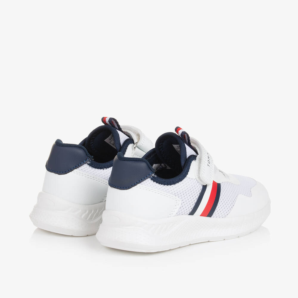 Tommy Hilfiger-ترينرز بشريط لاصق جلد صناعي لون أبيض للأولاد | Childrensalon Outlet