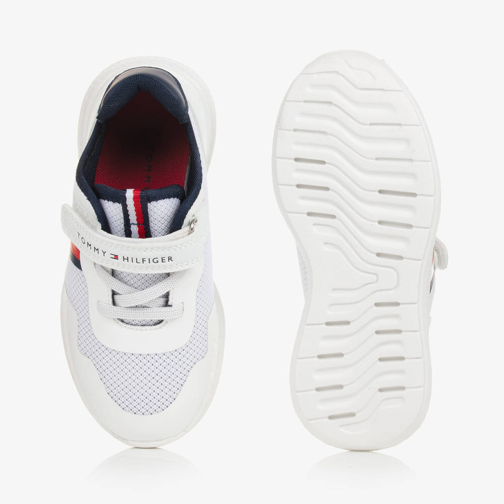 Tommy Hilfiger-ترينرز بشريط لاصق جلد صناعي لون أبيض للأولاد | Childrensalon Outlet