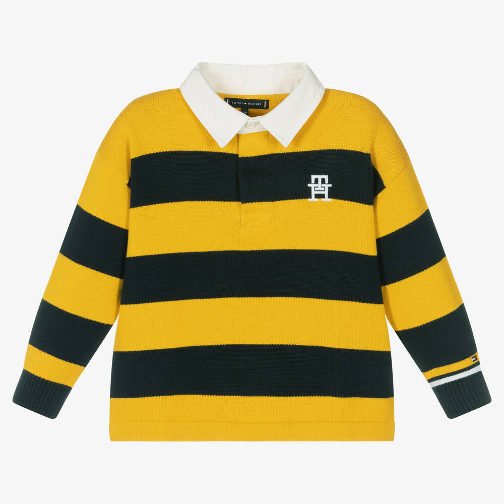 Tommy Hilfiger - Polo de rugby jaune et bleu garçon | Childrensalon