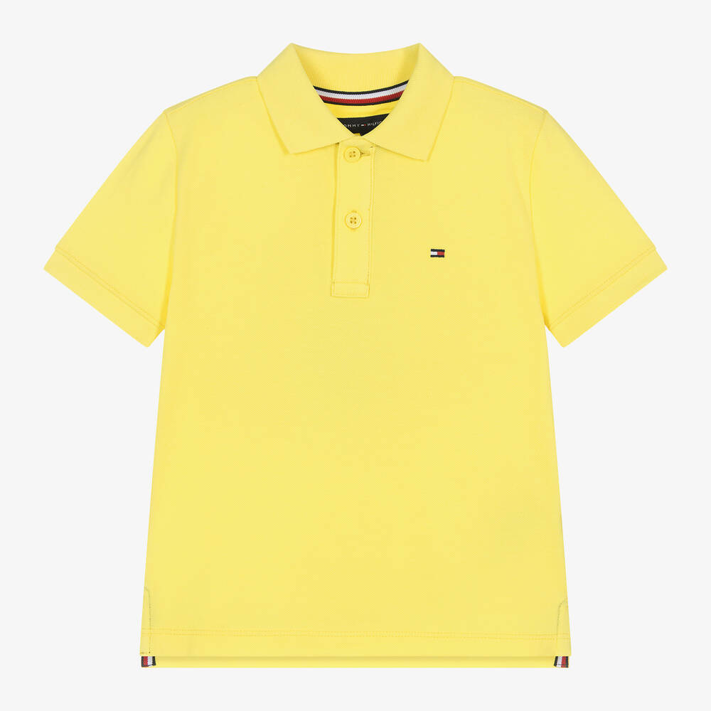 Tommy Hilfiger-Boys Yellow Cotton Polo Shirt | Childrensalon Outlet