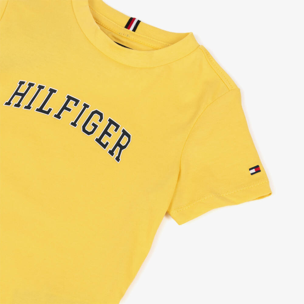 Tommy Hilfiger-Boys Yellow Varsity Logo Cotton T-Shirt | Childrensalon Outlet