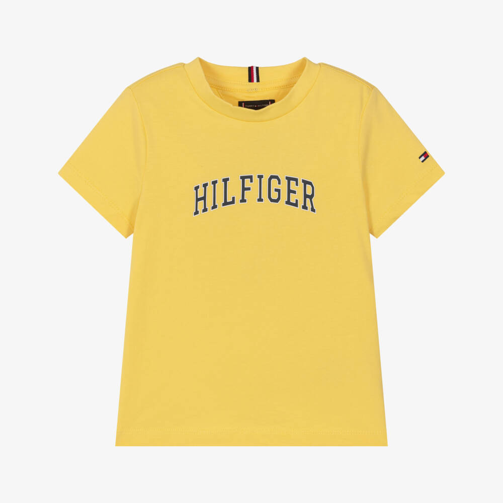 Tommy Hilfiger-Boys Yellow Varsity Logo Cotton T-Shirt | Childrensalon Outlet