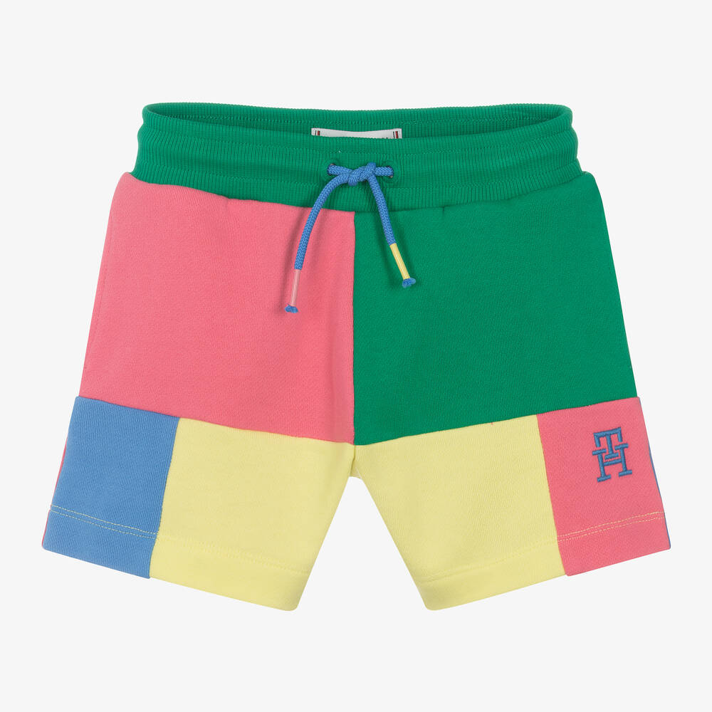 Tommy Hilfiger-شورت قطن لون أخضر وزهري وأصفر وأزرق بلوك | Childrensalon Outlet