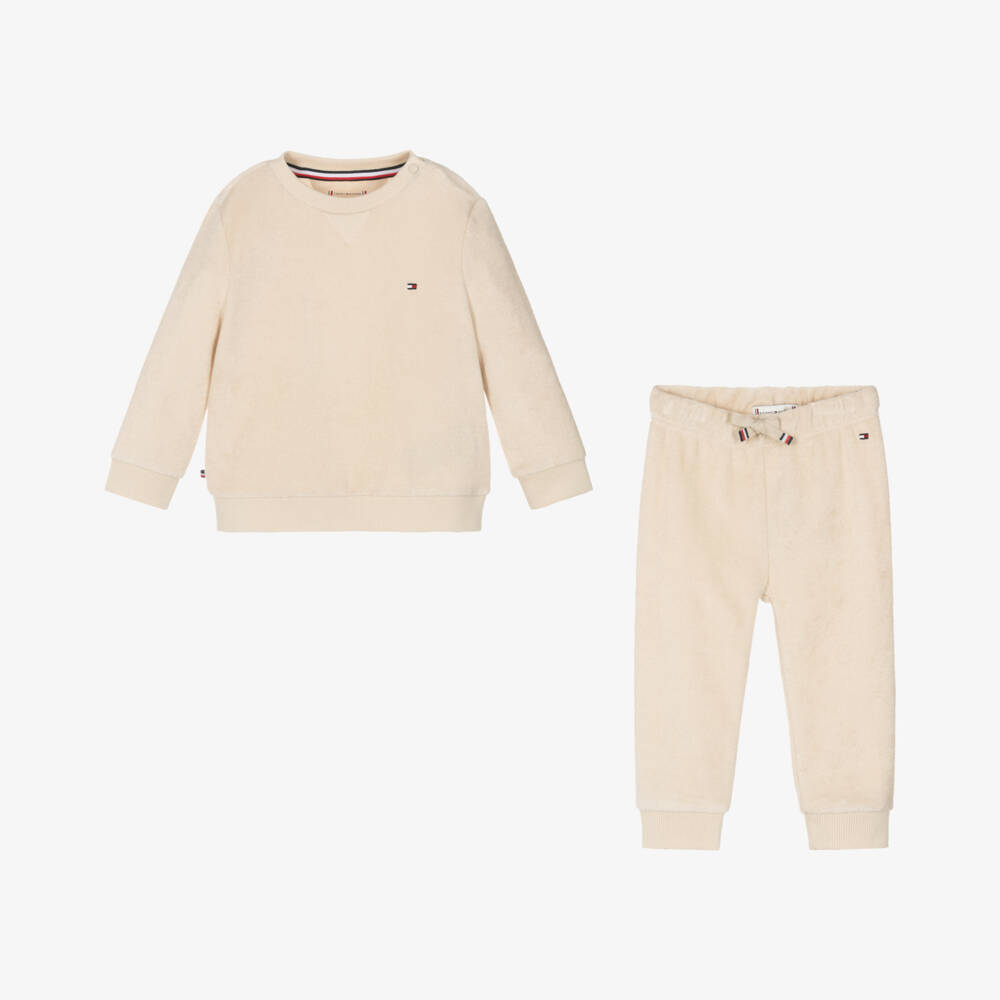 Tommy Hilfiger-Girls Baby Taupe Cotton Co-ord Set | Childrensalon Outlet